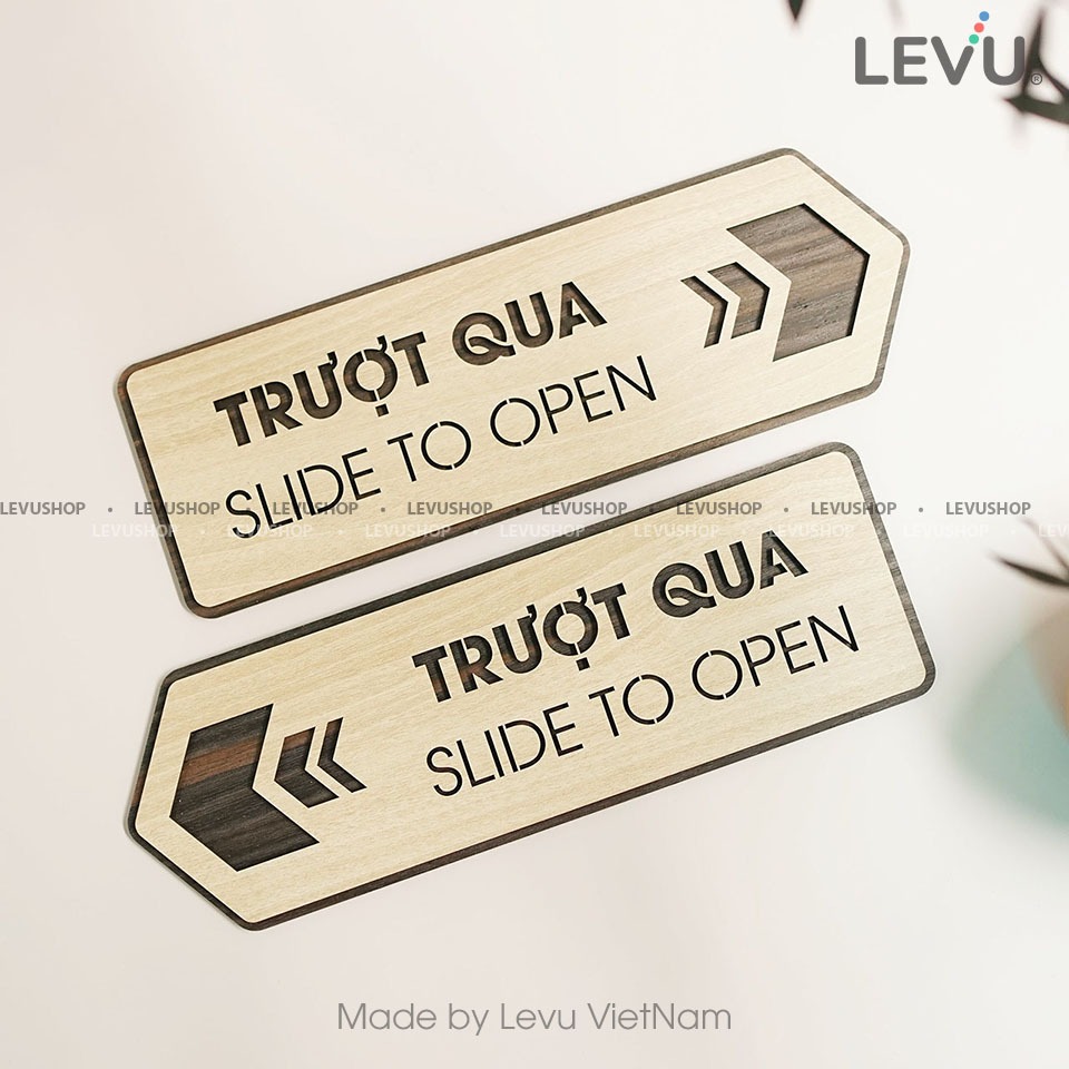 Bảng gỗ slide to open (trượt qua để mở cửa) LEVU-TP14