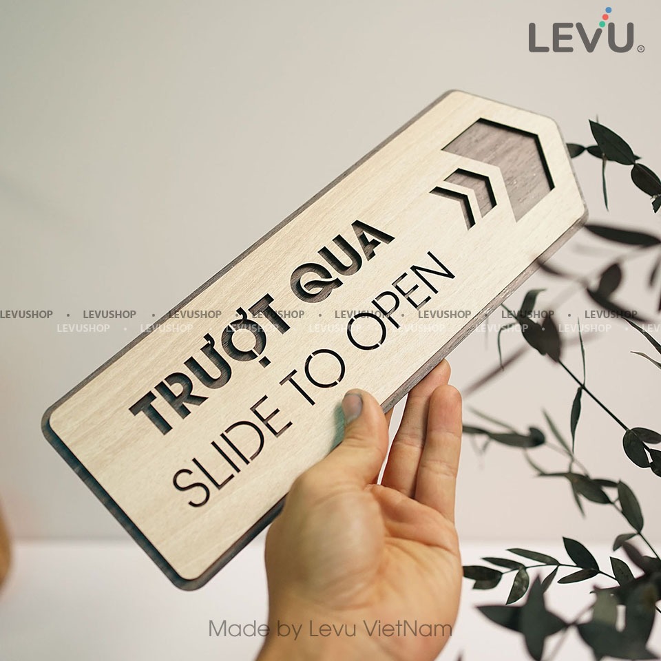 Bảng gỗ slide to open (trượt qua để mở cửa) LEVU-TP14