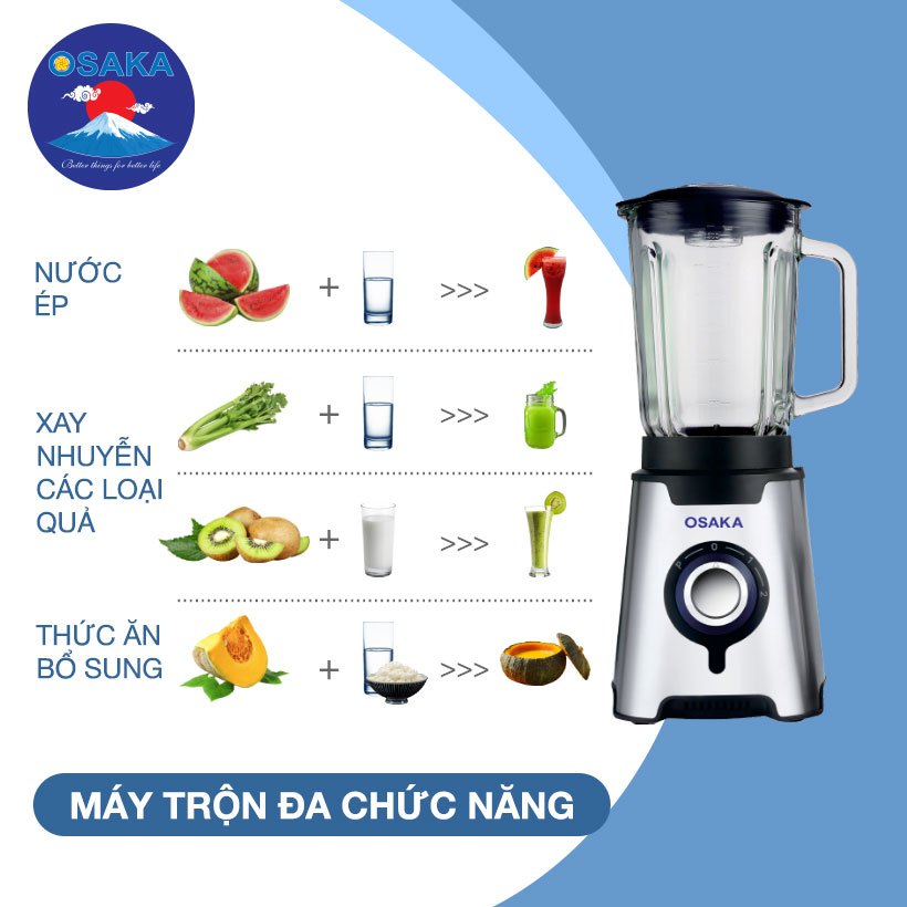 Máy Xay Sinh Tố Cao Cấp OSAKA BL-889 Dung Tích 1.5L -  Công Suất 600W - 2 Cối Đa Dụng
