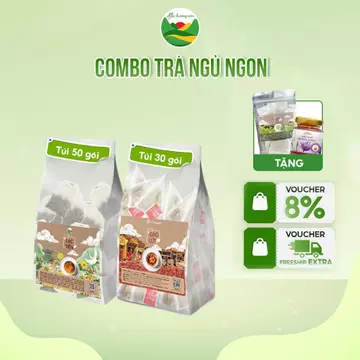 Combo 80 trà an thần ngủ ngon gồm trà gạo lứt đậu đen và trà lạc tiên túi lọc