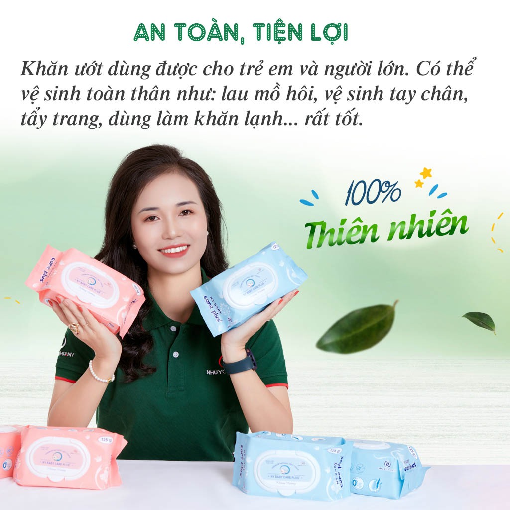 Combo 5 gói khăn ướt cao cấp Ny Baby Care Plus+ 125gr Như Ý (Màu ngẫu nhiên)