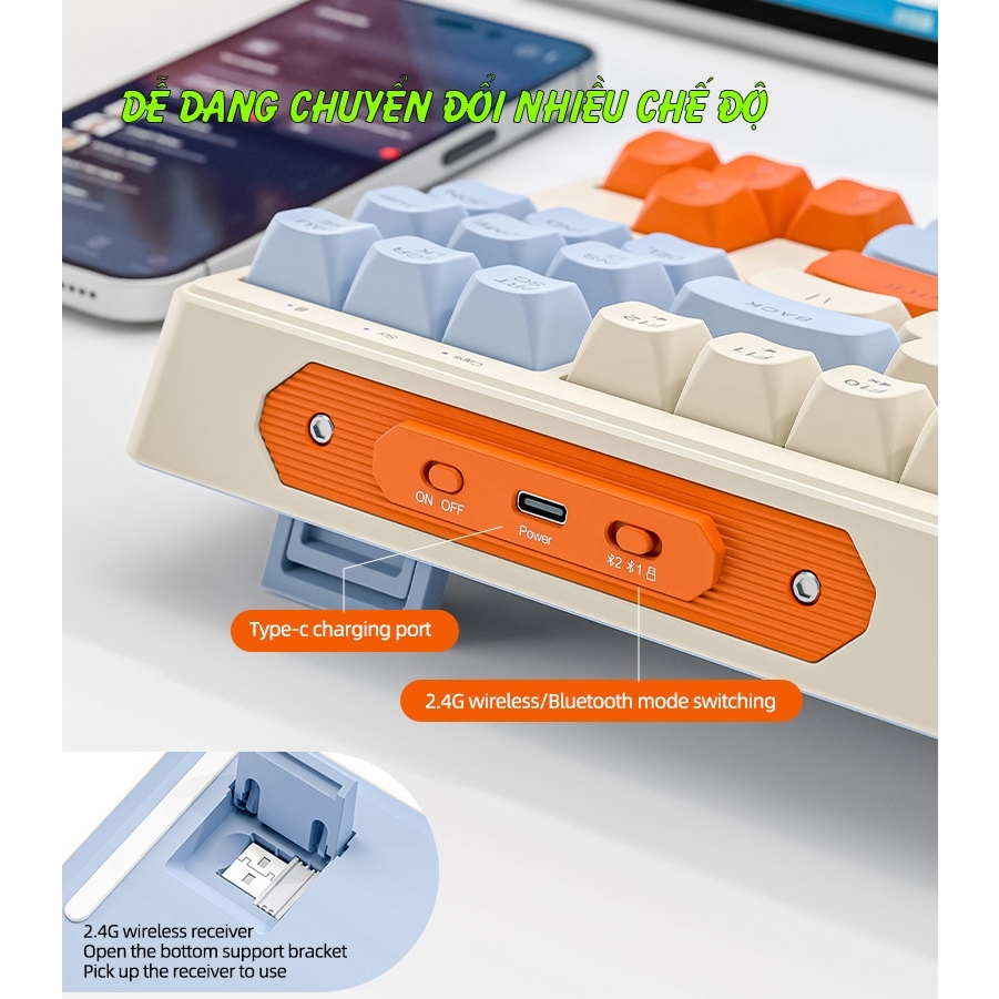 Bàn Phím Giả Cơ Không Dây Bluetooth Ziyou M87 - Kết Nối 2 Chế Độ - Led Rainbow - Pin Sạc - Phím PBT | BigBuy360 - bigbuy360.vn