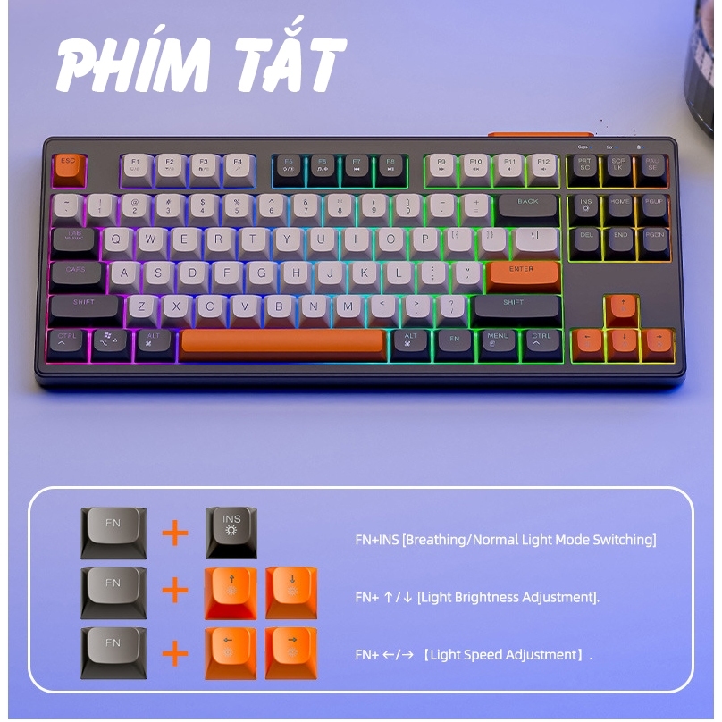 Bàn Phím Giả Cơ Không Dây Bluetooth Ziyou M87 - Kết Nối 2 Chế Độ - Led Rainbow - Pin Sạc - Phím PBT | BigBuy360 - bigbuy360.vn