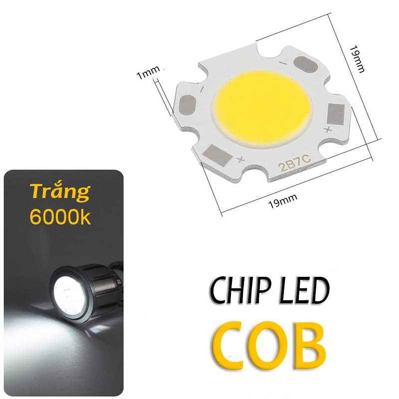 Mắt LED COB, Chip Led CRI>80 công suất 3W/5W/7W/9W/12W/15W/18W/20W, Ánh ...