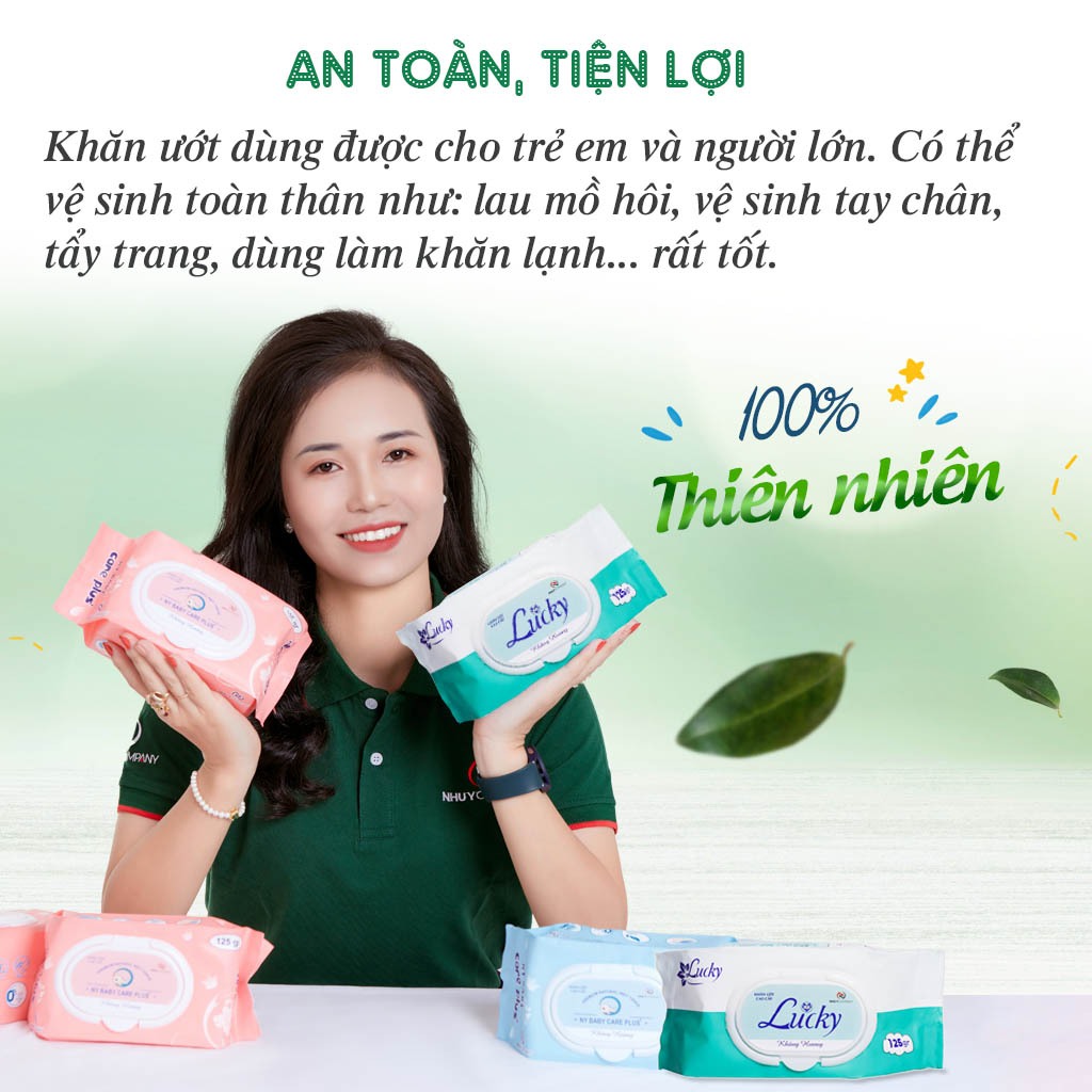 [Combo 5 gói] Khăn ướt cao cấp Lucky Như Ý gói to, tờ lớn, không mùi, không paraben, sử dụng an toàn