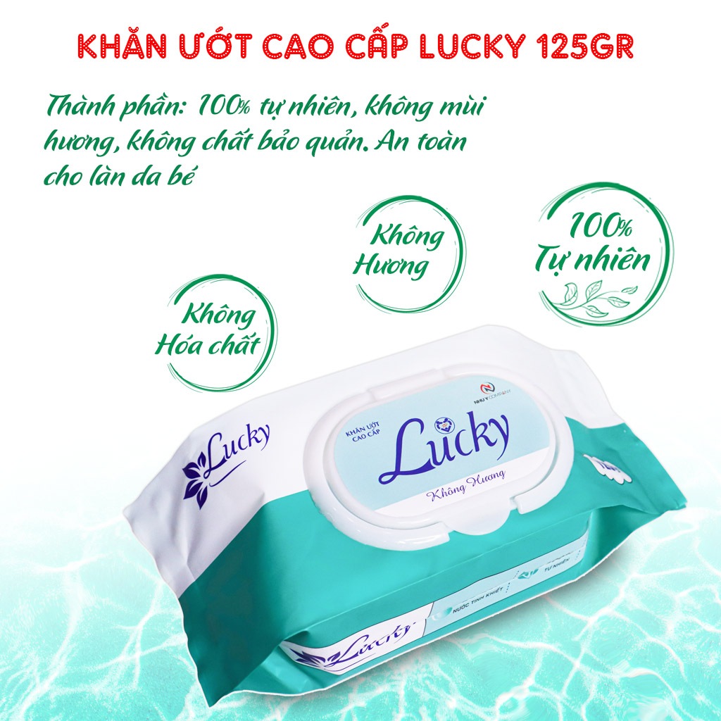 [Combo 5 gói] Khăn ướt cao cấp Lucky Như Ý gói to, tờ lớn, không mùi, không paraben, sử dụng an toàn