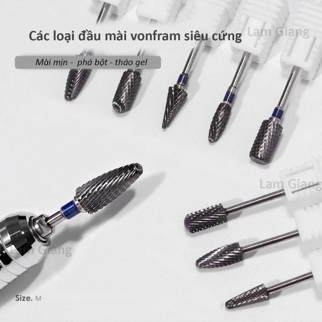 Các loại Đầu mài siêu cứng, mài móng thật - mài khoé - mài mịn- phá bột- phá gel