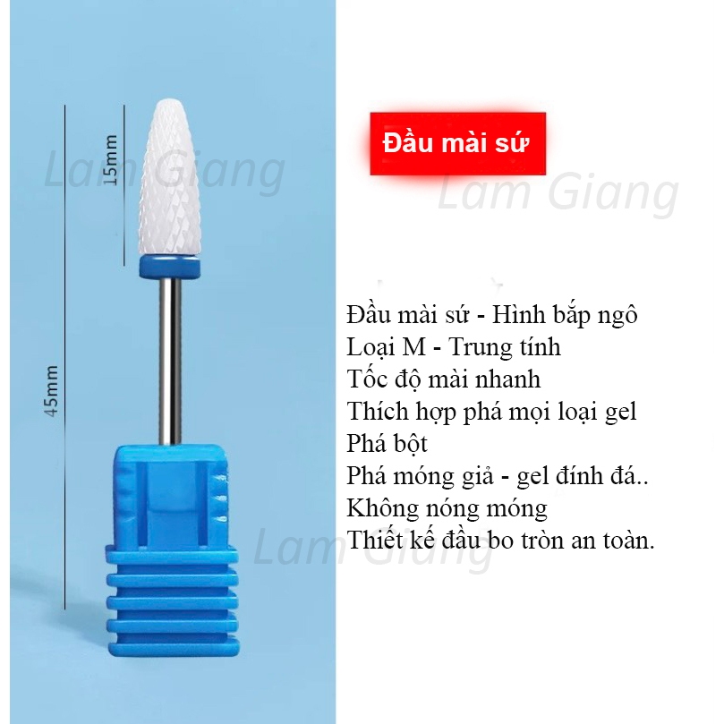 Các loại Đầu mài siêu cứng, mài móng thật - mài khoé - mài mịn- phá bột- phá gel