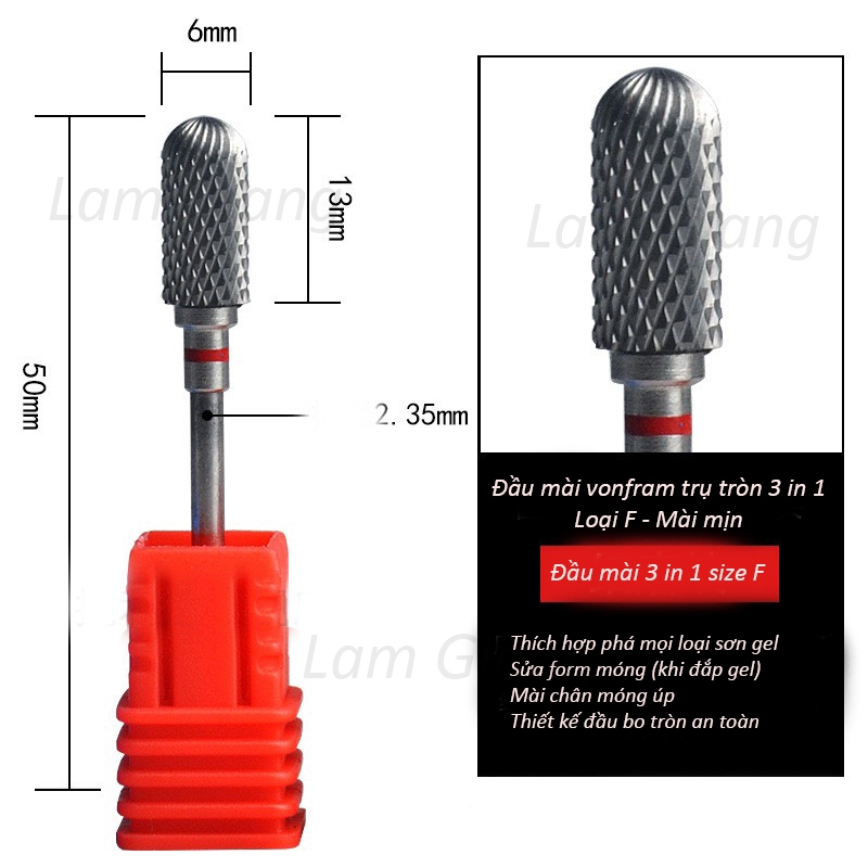 Các loại Đầu mài siêu cứng, mài móng thật - mài khoé - mài mịn- phá bột- phá gel
