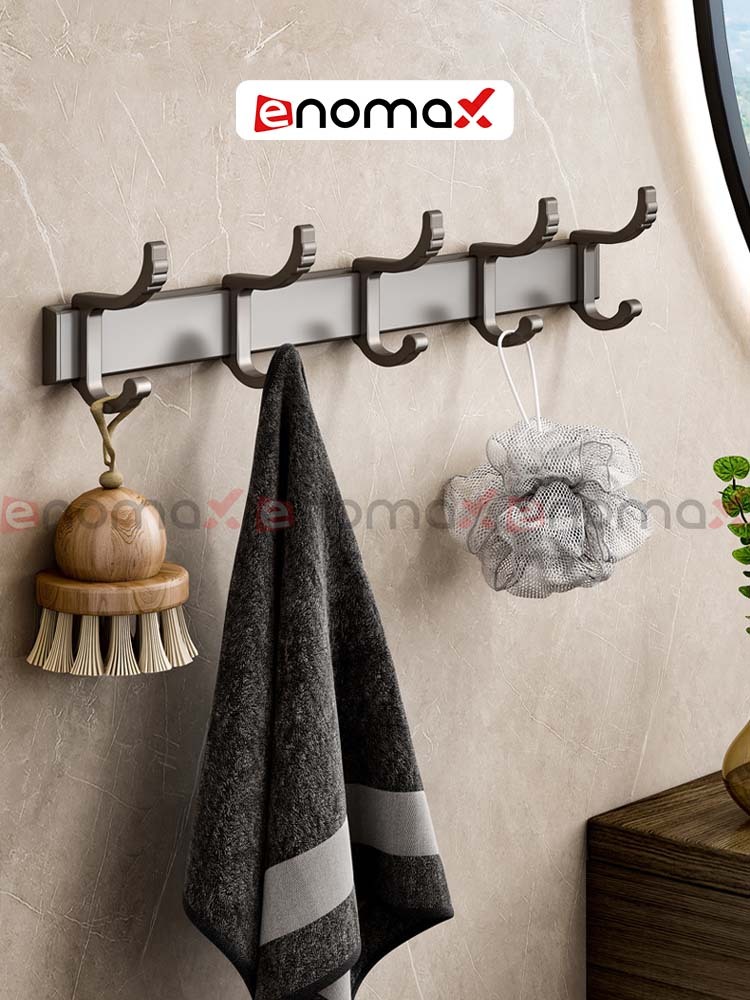 Ảnh Móc treo quần áo dán tường Enomax đa năng. Chất liệu nhôm hàng không cao cấp, chống gỉ. Bảo Hành 10 Năm ( Eno 0151 ) 2