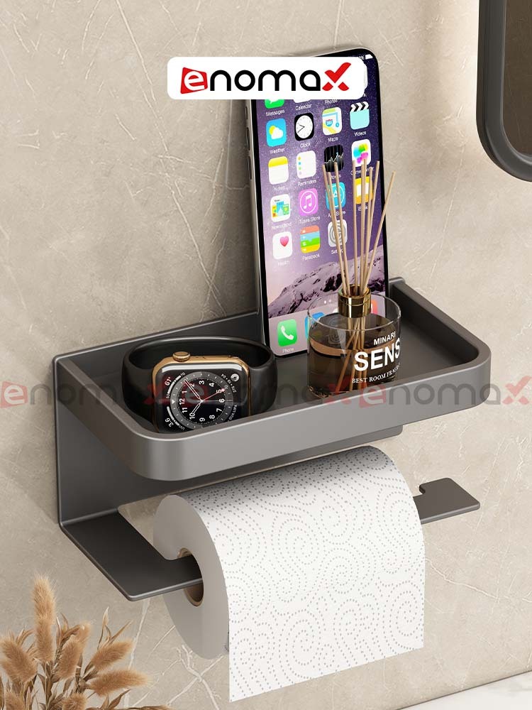 Ảnh Kệ đựng giấy vệ sinh Enomax trong phòng tắm, chất liệu nhồm hàng không cao cấp, chống gỉ, bảo hành 10 năm (Eno 0169) 2