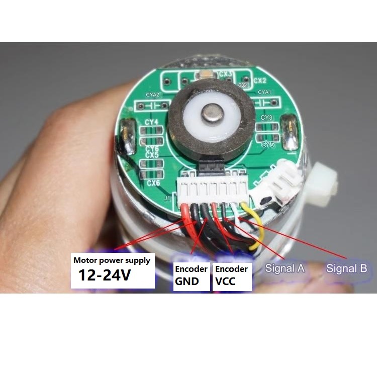 Động cơ giảm tốc 775 kèm encoder 12-24V 42 vòng/phút (Trục 10mm ...