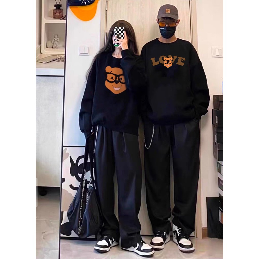 [Nỉ Chân Cua] Áo Đôi Sweater Gấu Pooh Nam Nữ Vải Nỉ Cao Cấp Form Rộng Unim Store - SW20