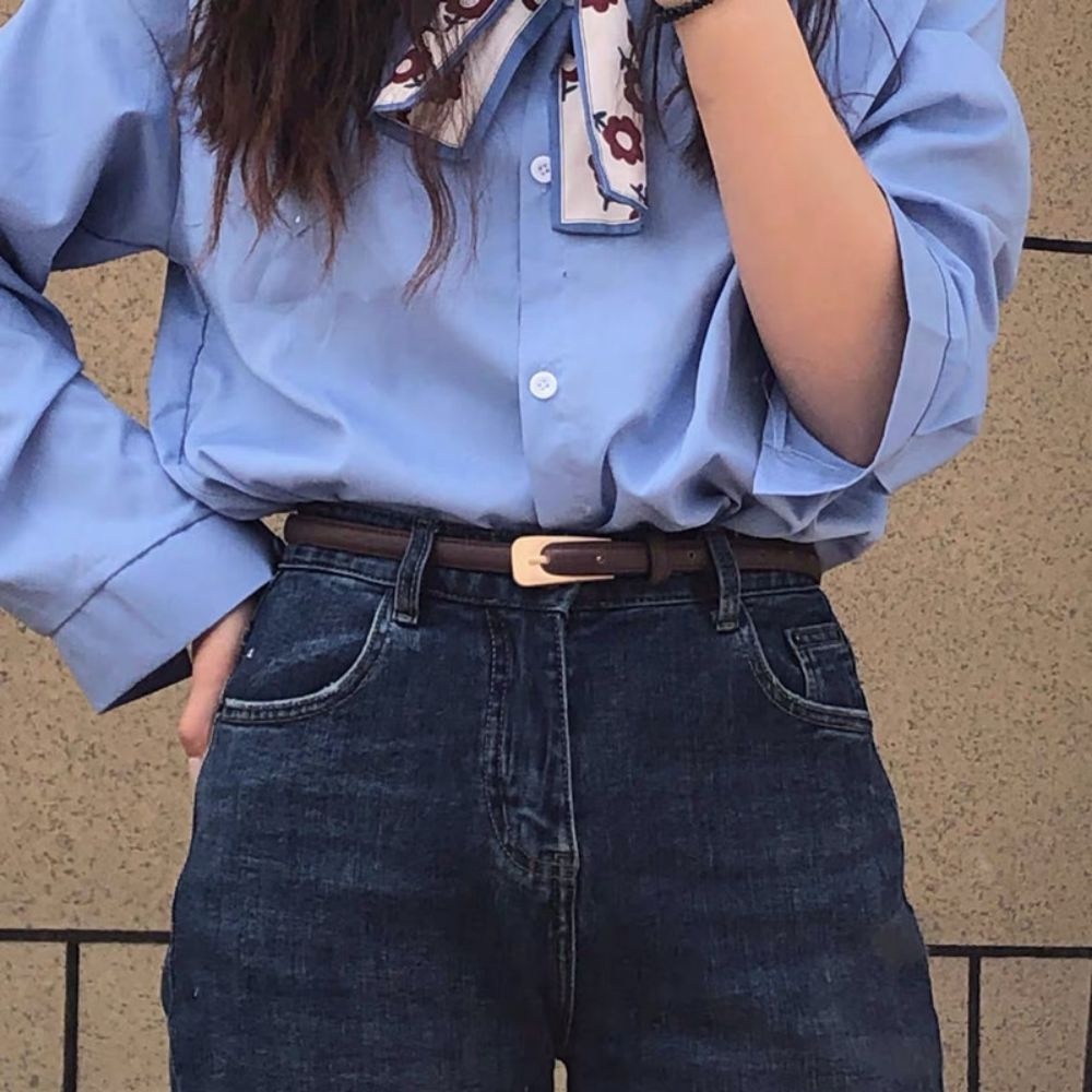 Thắt lưng da nam nữ đai váy nữ dây nịt mặt con thoi bản nhỏ da xịn dày dặn 1.5cm phối blazer, đầm thời trang Horizon
