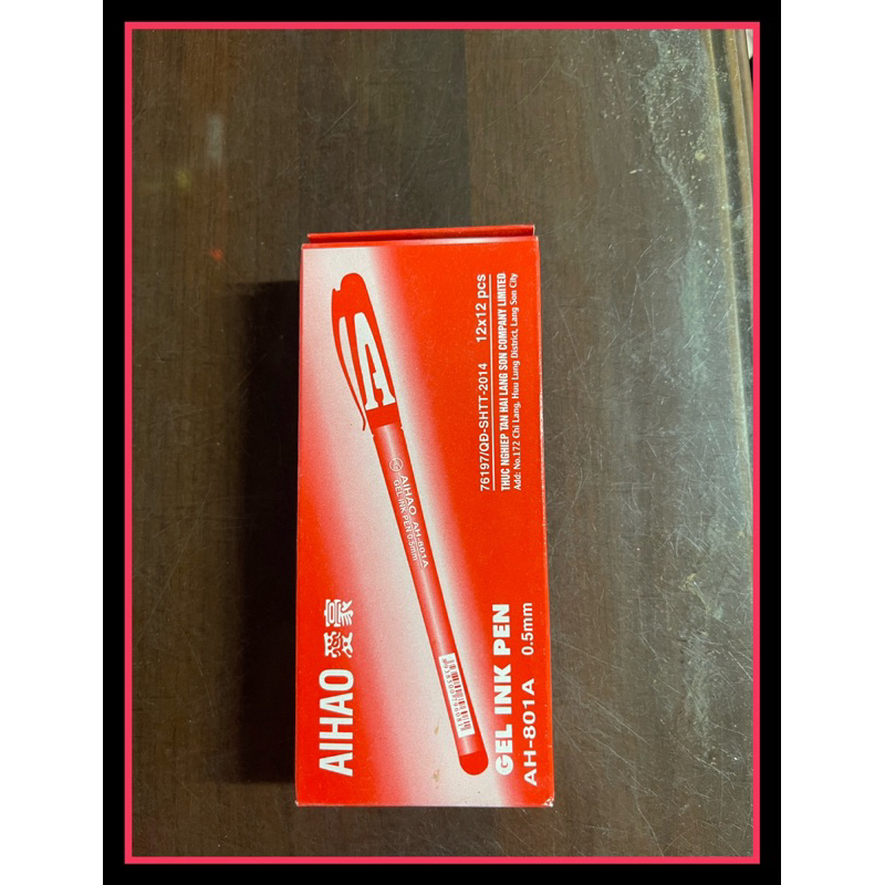 BÚT GEL CHỮ A AIHAO 801, HỘP 12 CÁI - VPP  QUỐC HUY