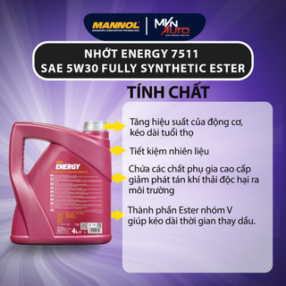 Dầu nhớt ENERGY 7511 SAE 5W30 FULLY SYNTHETIC ESTER NEW (TỔNG HỢP TOÀN PHẦN ESTER ) API SN / CH-4 ĐỈNH - Mvn Auto