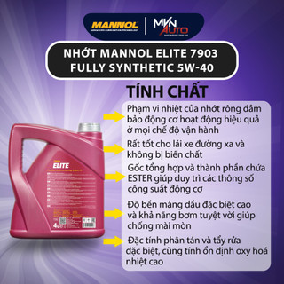 Nhớt Mannol Elite 7903 NEW Fully synthetic 5W40 tổng hợp dành cho xe ô tô, xe máy ga, xe số - Mvn Auto
