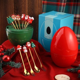 Thìa Nĩa Inox Vàng Đầu Silicon Chiếc Giầy Ông Gìa Noel, Cây Giang Sinh, Qùa Tặng Độc Đáo.