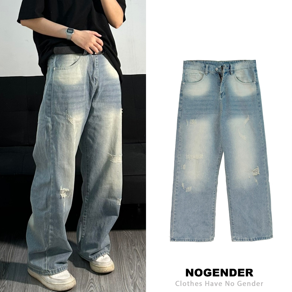 QUẦN BAGGY DENIM CÀO MÀU XANH NHẠT UNISEX