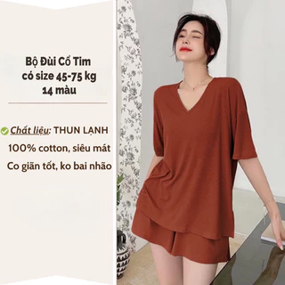 Bộ Ngủ , Mặc Nhà Thun Lạnh Cổ Tim Quần Đùi