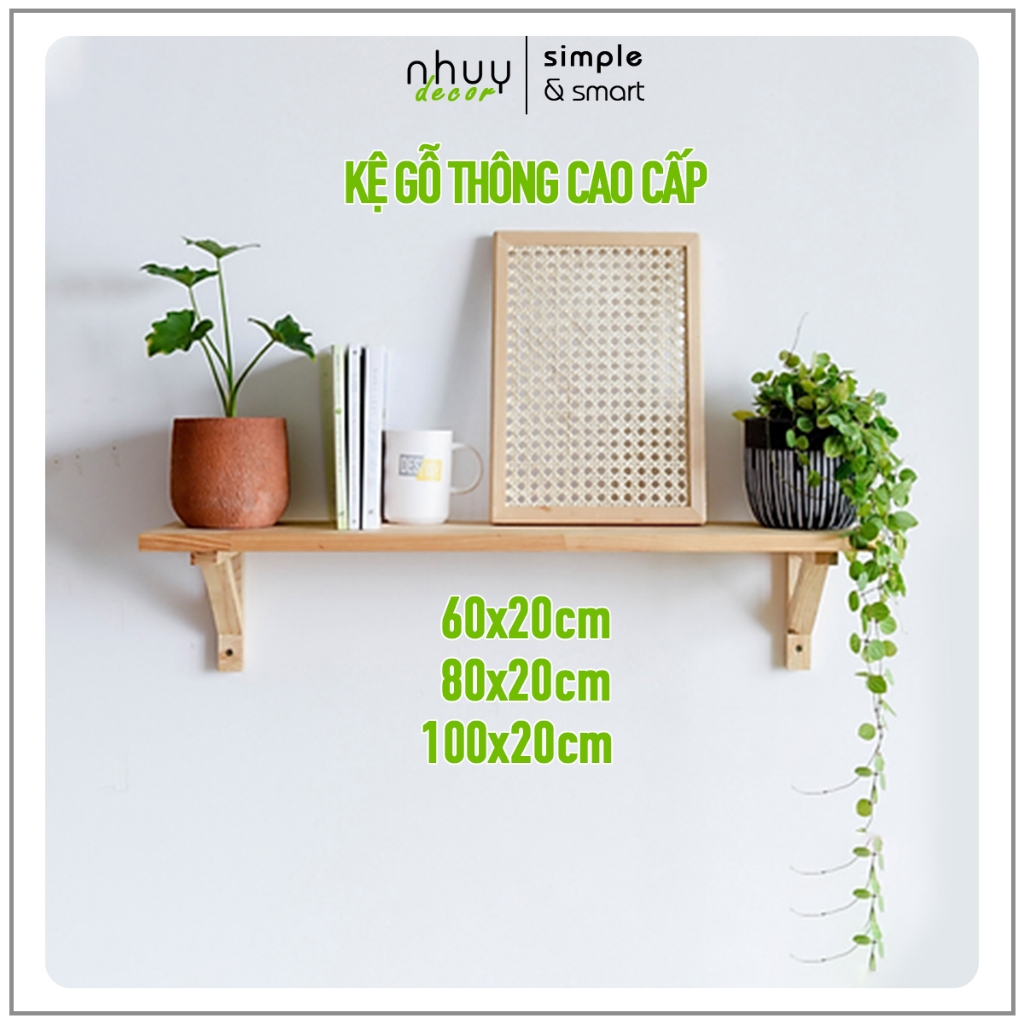 ván kệ gỗ thông làm kệ, tấm ván gỗ thông chất lượng cao, kệ gỗ treo tường trang trí thẩm mỹ, ván gỗ Nhu Y Decor