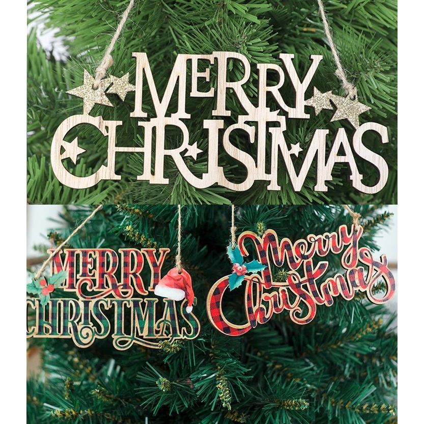 Chữ Merry Christmas gỗ đẹp phong cách DIY trang trí Giáng Sinh
