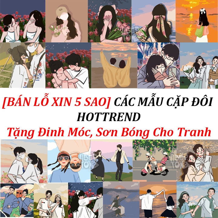 Tranh sơn dầu số hóa KÈM KHUNG 20×20 cặp đôi theo yêu cầu phong cảnh anime phật giáo – Tranh Tô Màu