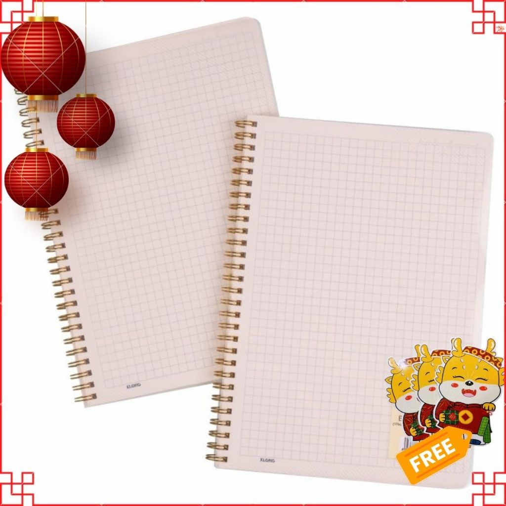 [S+DAY Tặng 1 cây bút gel CC] Vở Caro (6x6)mm lò xo kép bìa nhựa 2 mặt KLONG B5 120 trang 100/76; MS: 584