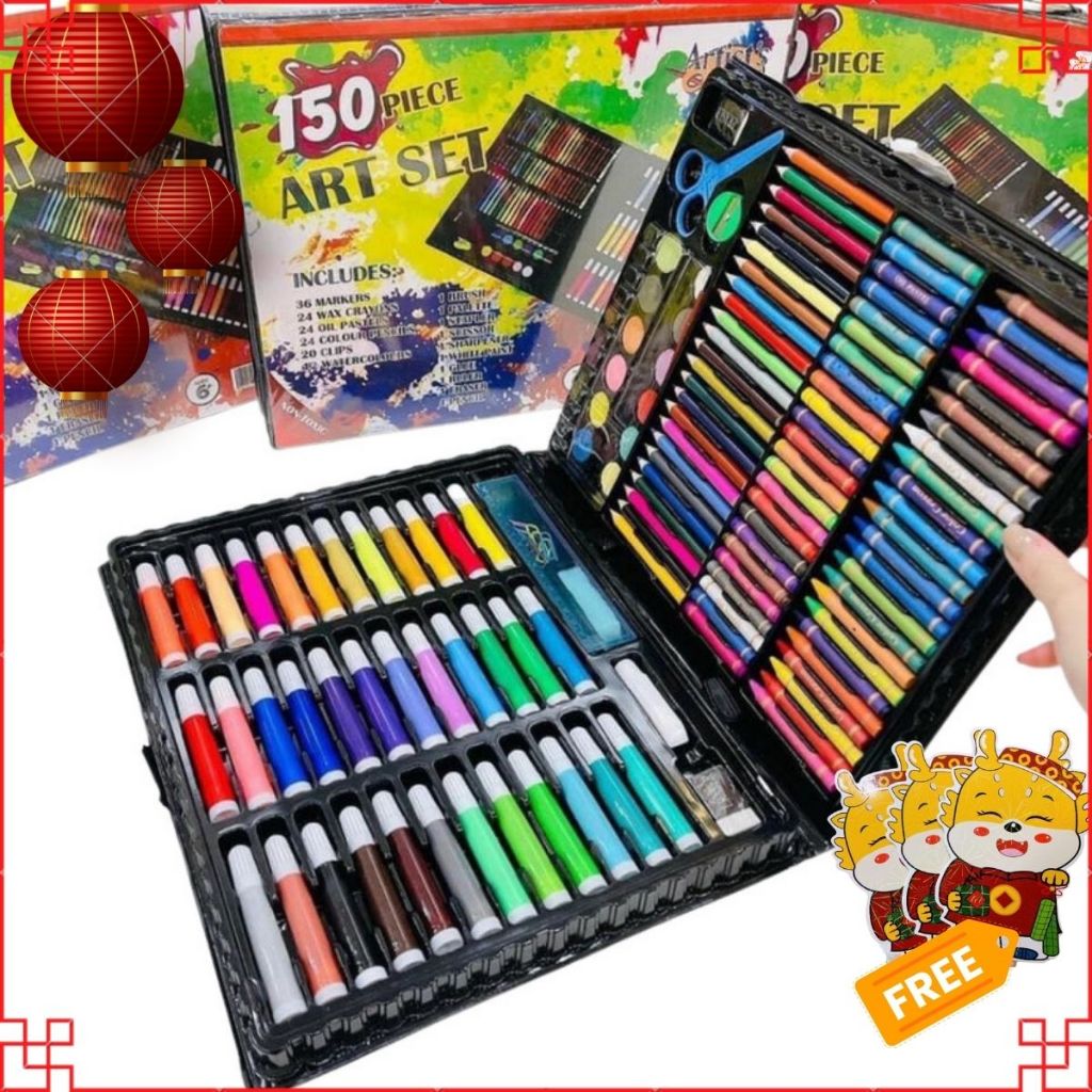 Bộ hộp bút màu 150 món cho bé tô màu hộp màu 150 chi tiết cho bé vẽ tranh HSD365 bé yêu thỏa s
