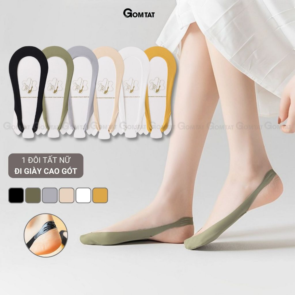[FLASHSALE] Vớ lười nữ mang giày cao gót GOMTAT có đệm chống trượt silicon, chất liệu cotton - HOT-1801-1DOI