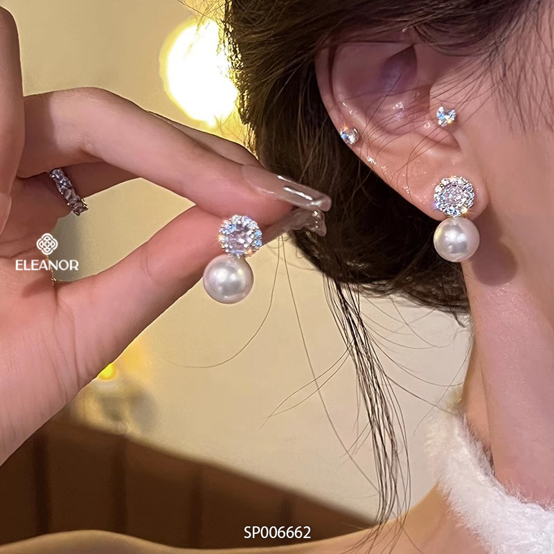 Bông tai nữ chuôi bạc 925 Eleanor Accessories ngọc trai nhân tạo phụ kiện trang sức khuyên tai 6662