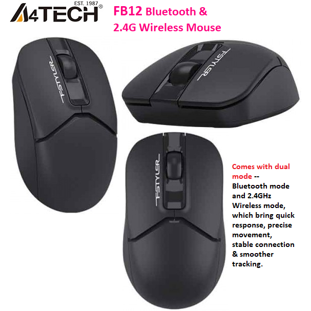 Chuột không dây chính hãng A4Tech FB12 Wireless + Bluetooth (Đen ...
