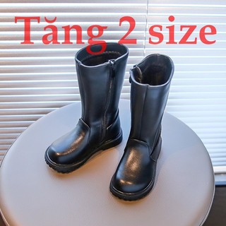 TĂNG 2 SZ Bốt Đùi Da Trơn Lót Lông Khóa Cạnh Hot Trend Cho Bé Gái Từ 3-10 Tuổi K229