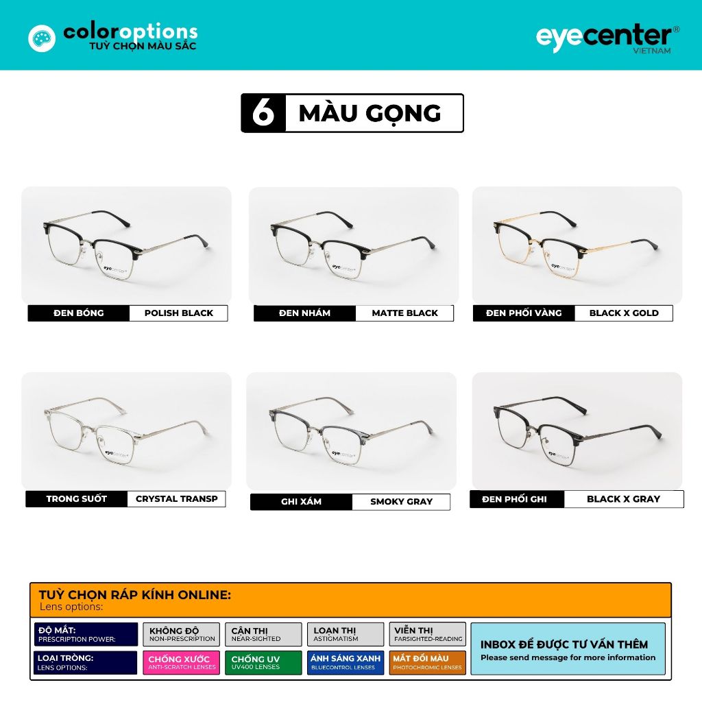 Ảnh Gọng kính cận nam nữ chính hãng ZAC & CODY B44S kim loại chống gỉ nhập khẩu by Eye Center Vietnam 1