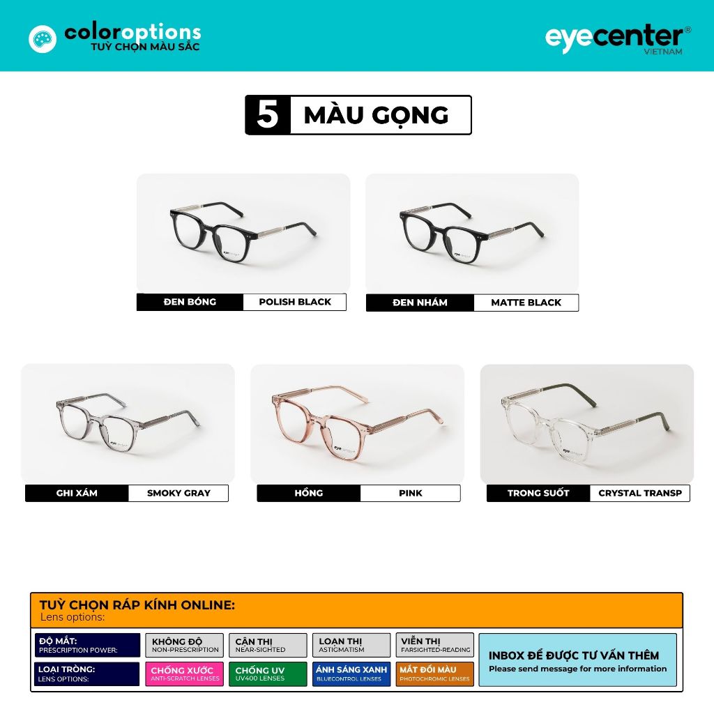 Ảnh Gọng kính cận nam nữ chính hãng EYECENTER C40S lõi thép chống gãy nhập khẩu by Eye Center Vietnam 1