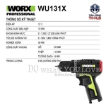 Combo Máy Vặn Vít, Máy Khoan Dùng Pin 12V Worx WU920X ( 2 Thân Máy, 2 Pin 2.0Ah, 1 Sạc, 1 Thùng ) — ảnh 3