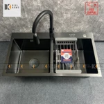 Chậu rửa bát 2 hố inox 304 kích thước 82x45cm dày 3.0 li, bồn rửa chén hàng chính hãng bảo hành 5 năm -KIEL HOME — ảnh 4