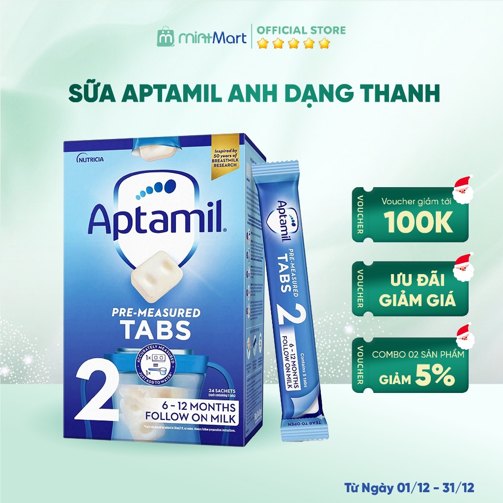 Aptamil Pre-Measured Tabs 2 Follow On Milk 6-12 Months 24 Sachets