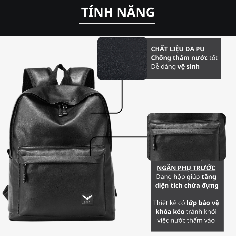 Ảnh Balo da nam nữ LAZA Organ Backpack 499 - Chất liệu da nhập khẩu chống thấm nước 4