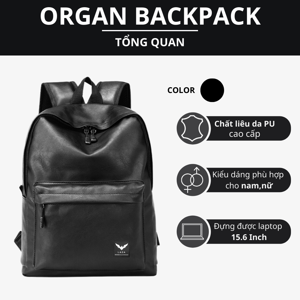 Ảnh Balo da nam nữ LAZA Organ Backpack 499 - Chất liệu da nhập khẩu chống thấm nước 2