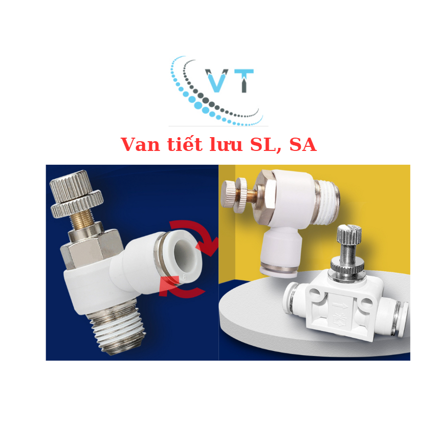 Van tiết lưu SL màu trắng, hàng tốt ren ngoài khí nén