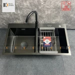 Chậu rửa bát 2 hố inox 304 kích thước 82x45cm dày 3.0 li, bồn rửa chén hàng chính hãng bảo hành 5 năm -KIEL HOME — ảnh 5