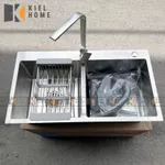 Chậu rửa bát 2 hố inox 304 kích thước 82x45cm dày 3.0 li, bồn rửa chén hàng chính hãng bảo hành 5 năm -KIEL HOME — ảnh 8