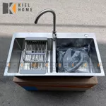 Chậu rửa bát 2 hố inox 304 kích thước 82x45cm dày 3.0 li, bồn rửa chén hàng chính hãng bảo hành 5 năm -KIEL HOME — ảnh 7