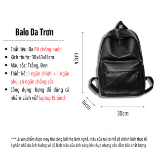 Balo đi học da pu balo ulzzang thời trang chống nước ngăn chống sốc đựng laptop 15 6 inch BL16