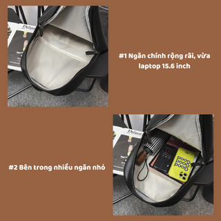 Balo đi học da pu balo ulzzang thời trang chống nước ngăn chống sốc đựng laptop 15 6 inch BL16