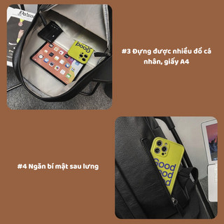 Balo đi học da pu balo ulzzang thời trang chống nước ngăn chống sốc đựng laptop 15 6 inch BL16