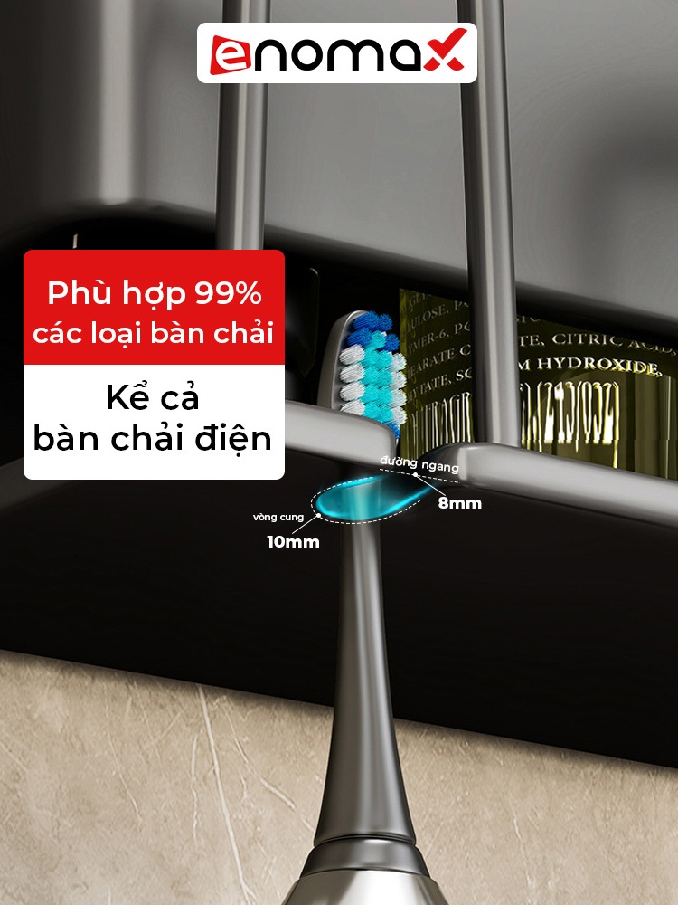 Ảnh Giá treo bàn chải đánh răng Enomax dán tường, chất liệu nhôm hàng không cao cấp, chống gỉ chịu lực cực tốt ( Eno 0102) 2