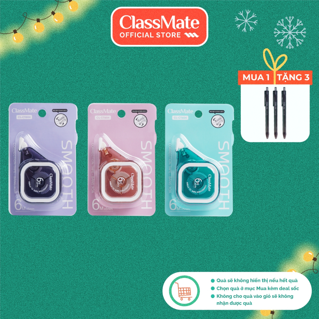 Bút Xóa Băng Kéo CLASSMATE Thiết Kế Hình Vuông, Màu Sắc Đơn Giản, Dễ ...