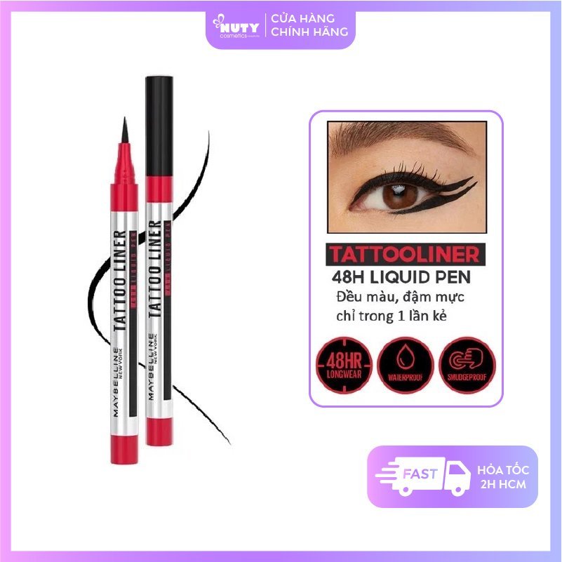 MỚi Bút Kẻ Mắt Nước Maybelline Đậm Màu Không Lem Trôi Tattoo Liner 48h Liquid Pen 1g 0863